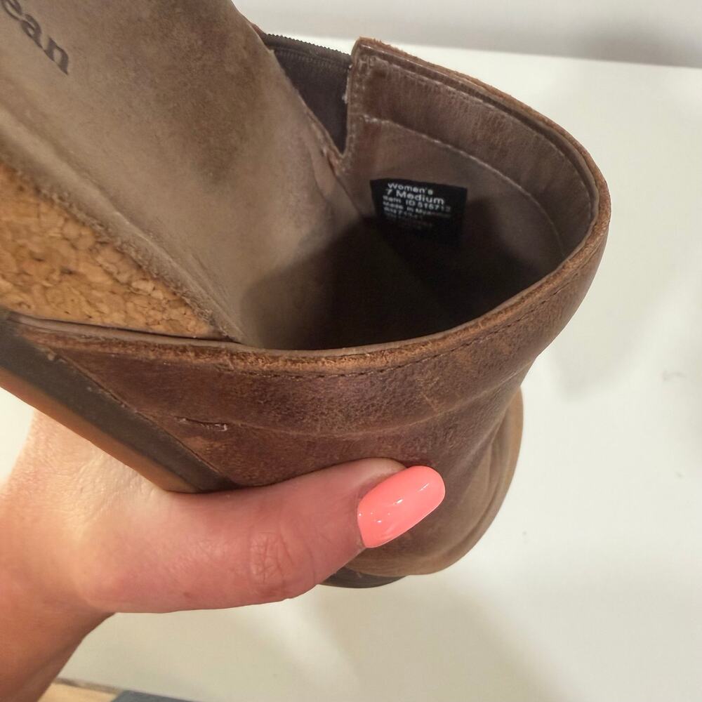LL Bean Leather Clog Mule Womens Size 7 Medium Brown Slip On Go Anywhere Suede - Picture 5 of 5